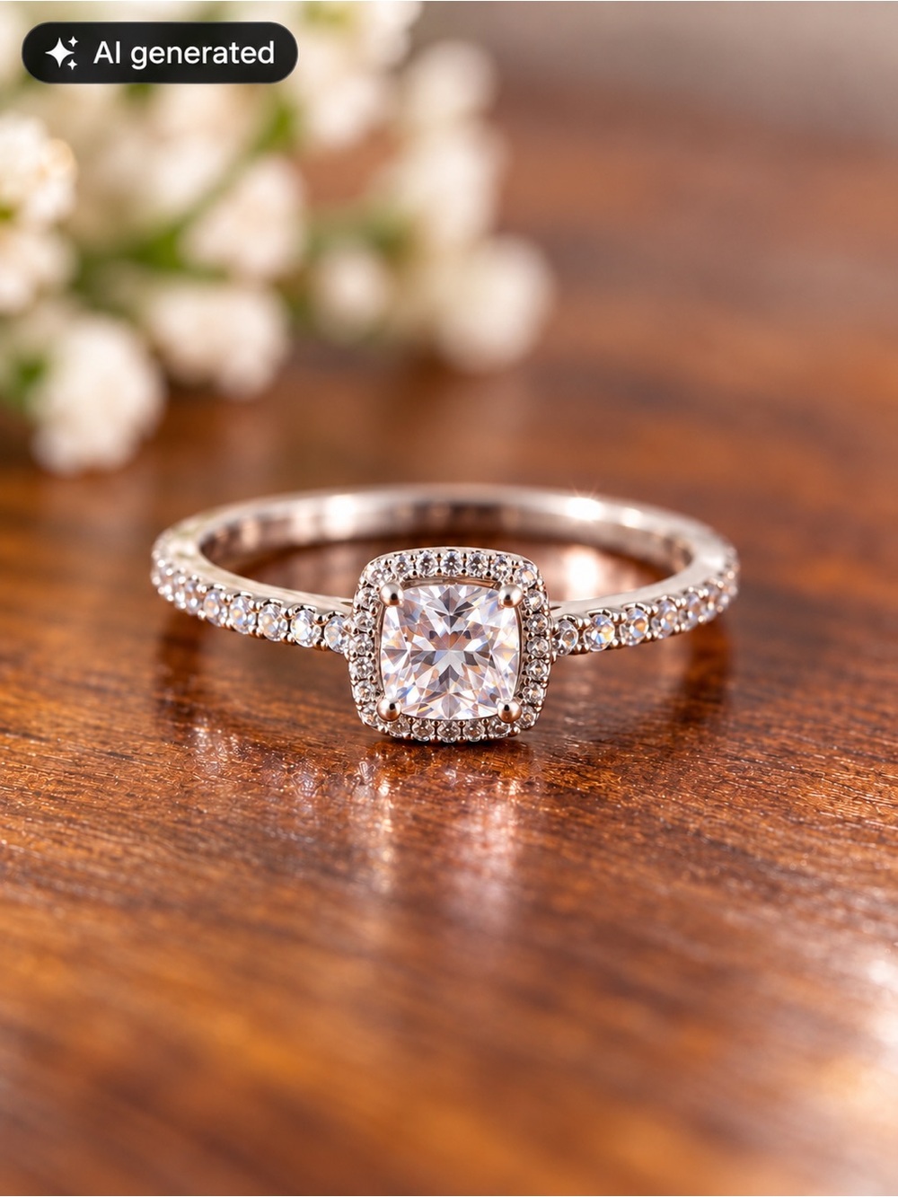 Pandora Square Sparkle Halo Ring | Sterling Silver | Size 8.5